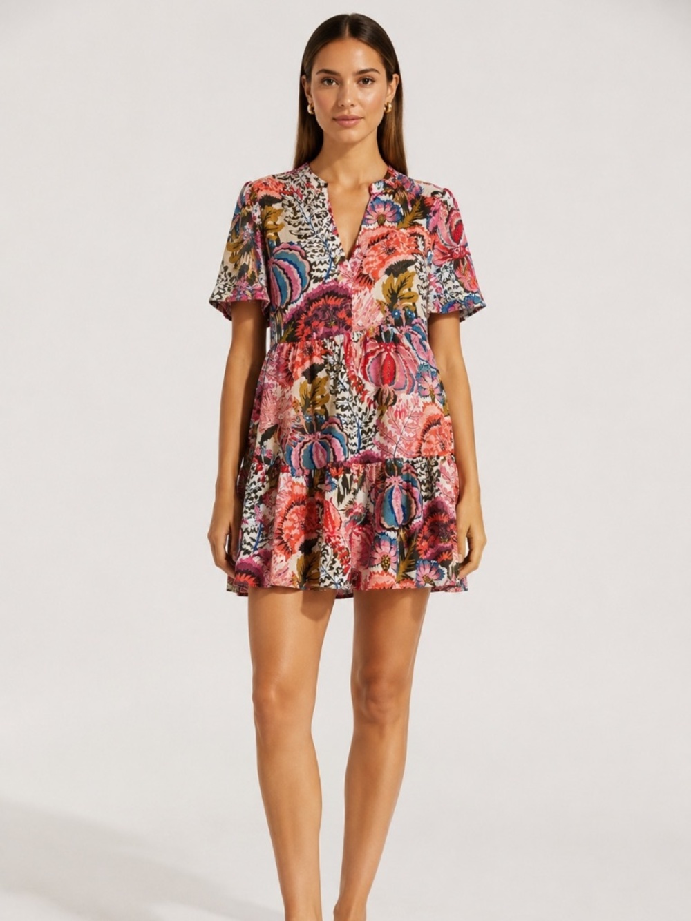 Anthropologie | See U Soon | Pumpkin Floral Mini Dress | Small